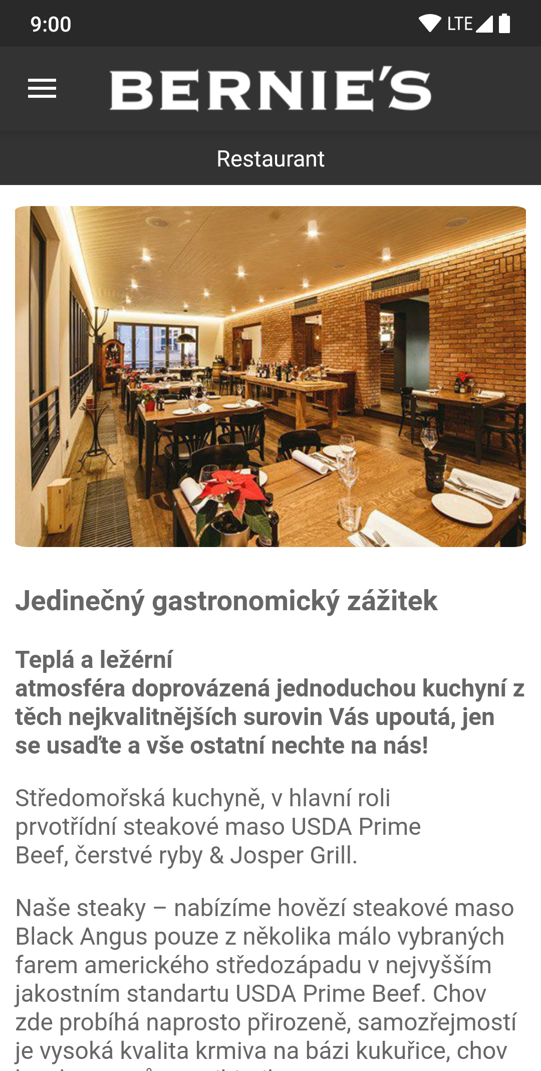 BERNIES — Reštaurácia, snímka obrazovky z Google Play