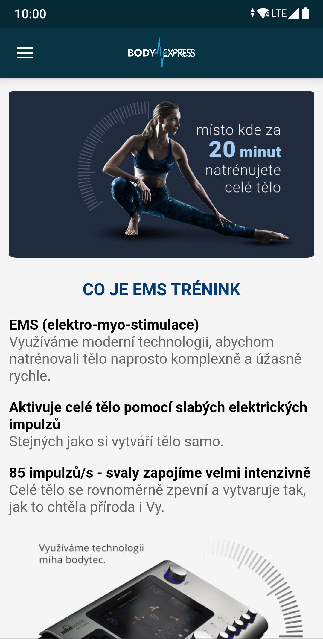 Body Express — O tréningu, snímka obrazovky z Google Play